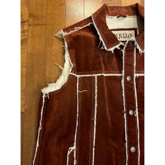 Vintage M. Julian Wilsons Leather distressed patchwork lined brown vest size XL - Picture 15 of 16